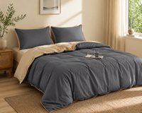 Parure de lit 100% coton gris beige bicolore, housse de couette douce et respirante, literie minimaliste pour la maison, vente en gros personnalisée