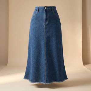 Clush <b>Vintage</b> A-Line Midi Denim Skirt Button Front 100% Cotton Breathable Loose Fit <b>Women</b> <b>Jean</b> Skirt - Product Image 3