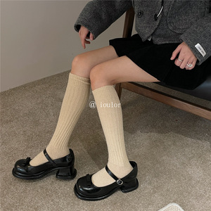 Chaussettes <span class=keywords><strong>en</strong></span> laine IOULOR pour <span class=keywords><strong>femme</strong></span>, style japonais, hauteur genou, couleur café, épaisses, double tricot, vente <span class=keywords><strong>en</strong></span> gros - Product Image 3