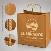 Sacs en papier kraft personnalisés avec logo OEM, poignées plates en corde, pour emballage alimentaire à emporter, sacs de vente au détail et de shopping