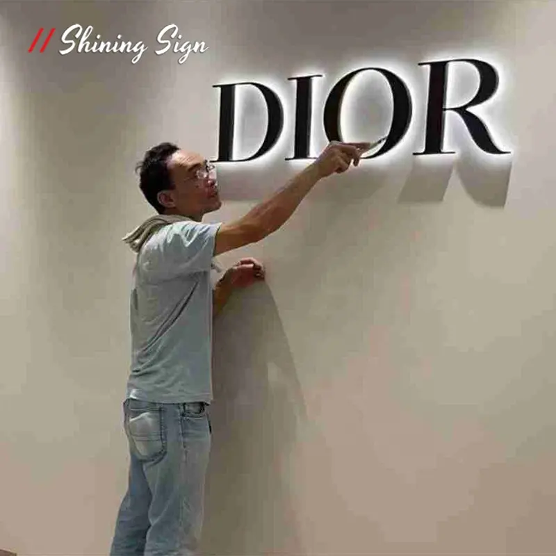 Custom Outdoor Business Signage Office Illuminated 3d Acrylic Wall Logo Stainless Steel Backlit Letters Sign Led Channel Letter