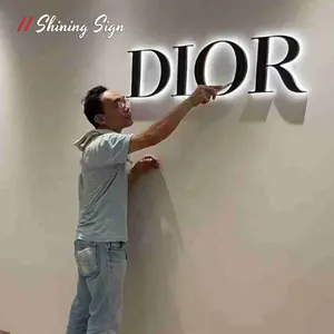 Letrero de letras retroiluminadas de acero inoxidable con logotipo de pared acrílica 3D iluminado de oficina de señalización de negocios al aire libre personalizado