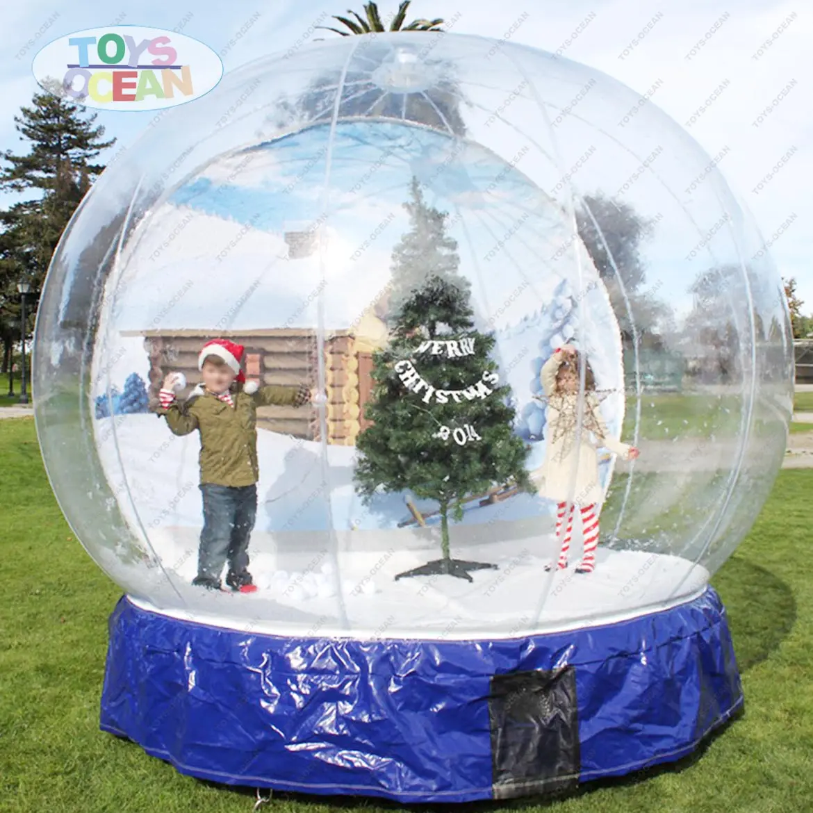 customized back ground free shipment inflatable table Snow Globe Ball Bubble Tent with Tunnel For Display