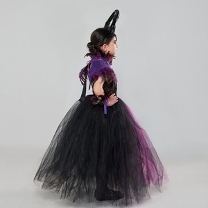 <span class=keywords><strong>Disfraz</strong></span> de bruja para niñas, conjuntos de 3 uds de alas de cuernos, vestido de tutú de <span class=keywords><strong>maléfica</strong></span> reina malvada, traje de vampiro con tocado de diablo de Halloween - Product Image 5