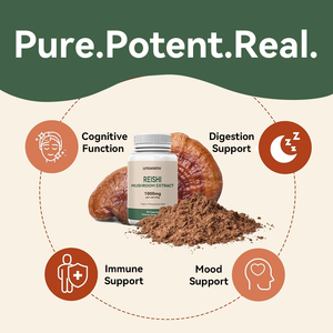 Lifeworth Reishi Paddestoelcapsules 4:1 <span class=keywords><strong>Ganoderma</strong></span>-<span class=keywords><strong>Extract</strong></span> 1000Mg Rode Reishi-Poederporties Champignonsupplement Immuunondersteuning - Product Image 3