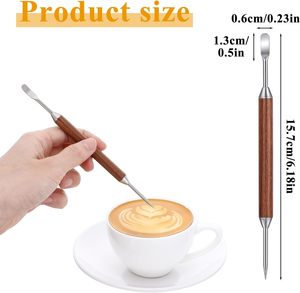Plantillas de Acero Inoxidable de Doble Punta para Café, Herramientas Profesionales para Baristas, para Arte Latte, Capuchino, Espresso y Bebidas de Chocolate Caliente - Product Image 1