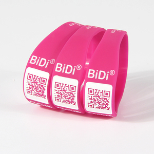 Pulsera de goma de silicona con logotipo personalizado, brazalete de silicona con código QR impreso liso - Product Image 2