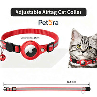 Traceur anti-perte pour animaux de compagnie Petora, double système iOS et Android, avec localisateur réfléchissant nocturne, collier pour chat et chien