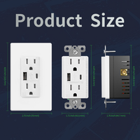 Nachttisch-USB-Ladeanschluss 15A 125VAC USB-A USB-C 3.1A USB-Ausgang 5V DC Fest Verdrahtet Manipulationsgeschützt für Mobiltelefon-Aufladung