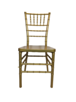 Chaise moderne Chiavari Celina en résine PC dorée pour les repas en plein air et les fêtes Mobilier d'extérieur durable