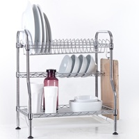 Égouttoir à vaisselle moderne en métal chromé à 3 niveaux avec 2 poignées, homologué NSF, pour cuisine domestique