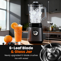 Mixeur de comptoir en gros avec pot en verre de 1,5 L, mixeur portable avec gobelet à emporter