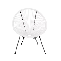 Chaise de jardin en rotin PE pour l'intérieur et l'extérieur, chaise de patio en osier, chaise Acapulco de luxe portable avec cadre en aluminium, pour le salon