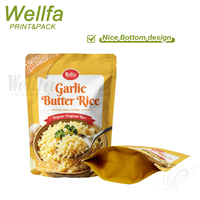 Sachet d'emballage réutilisable pour riz au beurre d'ail, imprimé sur mesure, 200g, qualité alimentaire, haute température 121°C ℃   Sachet Doypack en aluminium à fond plat
