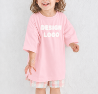 T-shirt décontracté en coton épais à manches courtes et col rond pour tout-petits, coupe ample avec ourlet fendu et épaules tombantes, style oversize baggy, fabrication OEM