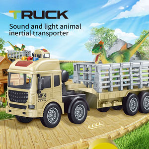 Camion transporteur de dinosaures/lions à friction acousto-optique pour enfants, jouet véhicule de transport inertielle avec sons et lumières - Product Image 2