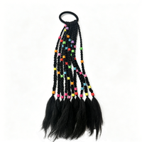 Kinder-Haargummi mit geflochtenem Pferdeschwanz und bunten Perlen, synthetisches Zopf-Haargummi für Mädchen, tägliches Party-Haaraccessoire