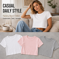 T-shirt court en coton et élasthanne 180 GSM pour femme, personnalisable (logo, taille, couleur), vente en gros, directement de l'usine
