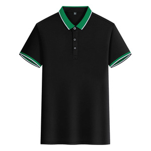 <b>Polo</b> Shirt Women Short Sleeve Black Red Trim Solid Color Polyester Knitted Daily Wear - Product Image 2