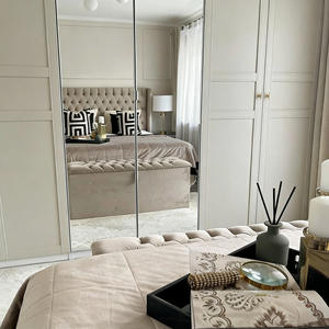 Armoire en bois massif haut de gamme personnalisée BALOM avec miroir sur toute la longueur, meubles de chambre à coucher modernes, grand rangement - Product Image 3