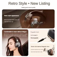 Headphone Retro On-Ear Berkabel/Nirkabel Mode Ganda untuk Peredam Kebisingan Aktif (ANC) Headset Gaming Stereo HIFI Tipe-C