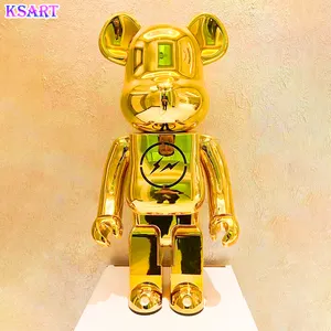 Golden electroplated bear brick cartoon bear brick resin arts and crafts shop decorative interior decoration