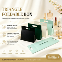 Boîte cadeau magnétique pliable triangulaire avec poignée portable, sac en papier pour cosmétiques, bijoux, parfums, thé, emballage de luxe personnalisé avec logo