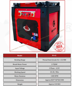 Dobladora Manual de Varillas GW-42 Roja y Negra, Máquina para Doblar Barras de Acero con Placa Superior Antifase y Motor de 3.75KW para Construcción - Product Image 5