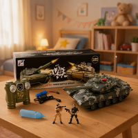 Char de combat RC à l'échelle 1:24, 2,4 GHz, construction métal-plastique, design télescopique, contrôleur infrarouge, sons et lumières simulés, piles incluses