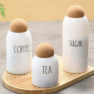 Juego de Recipientes de Vidrio para Té, Café y Azúcar, Frascos Herméticos con Tapa de Corcho, Recipientes Seguros para Alimentos para Cocina, Venta al por Mayor - Product Image 1