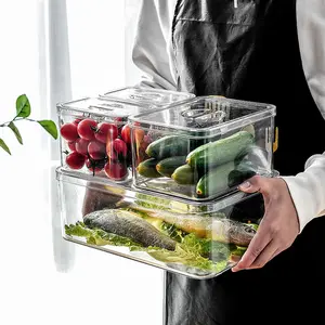 Hochwertige Küche BPA-frei 3 Größen Stapelbarer Kunststoff Transparenter Vorrats behälter Kühlschrank Aufbewahrung organisator mit Griff