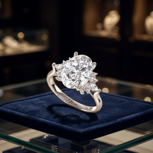 Anillo de Diamante Cultivado en Laboratorio con Corte Marquesa y Ovalado, Plata de Ley 925, Oro de 9K, 14K, 18K, Elegante Anillo de Compromiso y Joyería Fina para Mujer - Product Image 4