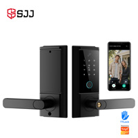 Cerradura Inteligente con Huella Dactilar SJJ para Puerta de Aluminio/Acero, con Teclado Táctil, Aplicación Tuya, Tarjeta IC RFID, Entrada sin Llave para Hotel/Apartamento