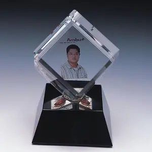 Crystal trophy plate 3D laser engraving