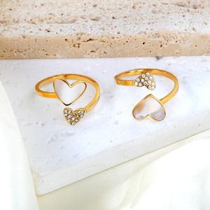 18K Gold Plated Shell Minimalist Love Heart <b>Ring</b> for Women Cubic Zirconia Open <b>Adjustable</b> <b>Rings</b> Jewelry Fashion Party Gift - Product Image 3