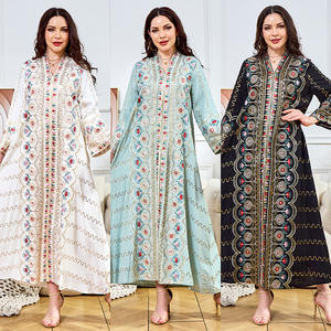 Vestido <span class=keywords><strong>de</strong></span> Noche Elegante para <span class=keywords><strong>Mujer</strong></span>, Estilo Árabe <span class=keywords><strong>de</strong></span> Oriente Medio, Falda Larga <span class=keywords><strong>de</strong></span> Poliéster, Cuello en V, con Cuentas, Nuevo 2025 - Product Image 1