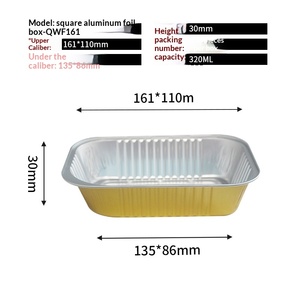 קופסת אלומיניום חד פעמית מלבנית בנפח 320 מיליליטר עם מכסה PP לאחסון פירות, מזון משלוח וטייק אווי. - Product Image 3