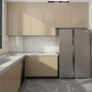 עיצוב רעיונות Pvc לוחות פולימר שחור ארונות מטבח מודולרי ארון עץ מודרני למטבח גבוה 70 ס "מ - Product Image 1