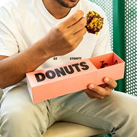 Boîte à tiroir sur mesure en matériaux recyclés, étanche, portable, avec pelliculage mat, pour donuts et petits desserts