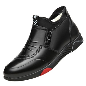 Bottes d'hiver pour hommes en cuir véritable, bout rond, doublure en fourrure, semelle en caoutchouc antidérapante, bottes chaudes pour la neige - Product Image 4