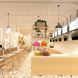 การออกแบบตกแต่งภายในร้านขนมหวานสมัยใหม่ เคาน์เตอร์โชว์เบเกอรี่แบบกำหนดเอง ตู้โชว์ไม้ เฟอร์นิเจอร์ร้านกาแฟ ตกแต่งร้านค้า - Product Image 1