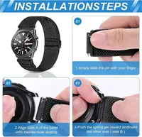 Correa de nailon de 20mm y 22mm para Samsung Galaxy Watch 7/6/5 Pro, banda de 44/40mm para Galaxy 6 4 Classic Gear S3, pulsera suave de bucle trenzado