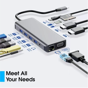 12 trong 1 máy tính xách tay Docking Station <span class=keywords><strong>USB</strong></span> HUB 4k <span class=keywords><strong>Dual</strong></span> Monitor <span class=keywords><strong>Adapter</strong></span> với 2 HDTV RJ45 100W PD SD Card Reader đối với MacBook XPS Dell - Product Image 3