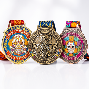 Medaglia Sportiva Commemorativa Personalizzata con Moneta Messicana Traforata, Souvenir Decorativo per Festival - Product Image 1
