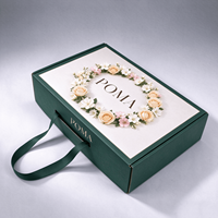 Boîte d'expédition en carton ondulé verte en gros, personnalisable avec poignée en ruban pour commandes en gros de marques