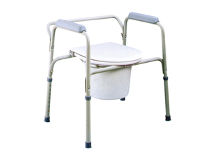 Chaise de toilette en aluminium réglable en hauteur avec accoudoirs rembourrés et bac à déchets - Product Image 5