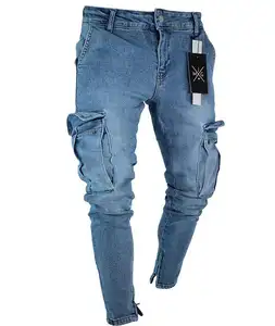 HKNZ celana skinny pria, jeans kurus ukuran besar XL untuk lelaki