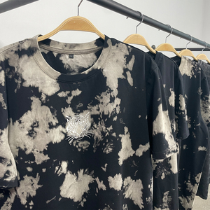 OEM Wholesale Heavyweight Tshirt Sun Faded <b>Black</b> Oversized T-shirt <b>Men</b> Acid Wash Vintage Custom T Shirt - Product Image 2