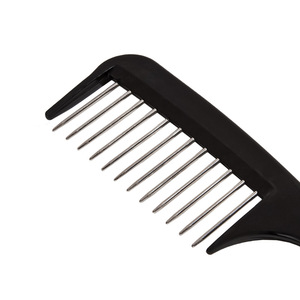 Professional Hair Styling <b>Comb</b> Steel Teeth Large Size Salon Use Black Plastic Fork <b>Comb</b> - Product Image 3