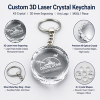 Llavero de Cristal Personalizado con Grabado Láser 3D, Colgante de Disco Facetado con Anillo de Cadena, Regalo Corporativo, Souvenir al por Mayor